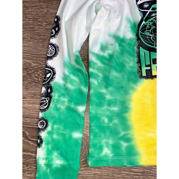 New Small A Lab Far Out Rainbow Tie Dye Long Sleeve T-Shirt Rasta Trippy Alien - Picture 3 of 4